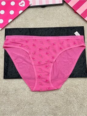 NWT Victoria’s Secret Pink Candy cane Logo Modal Cotton Bikini Panties Large L